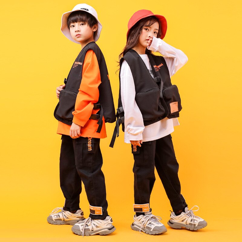 Girls Boys Hip Hop Costumes for Kids Dance Clothes..